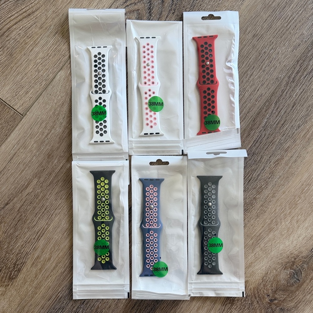 38mm Perforated Sport Watch Band Replacement - Multiple Colors